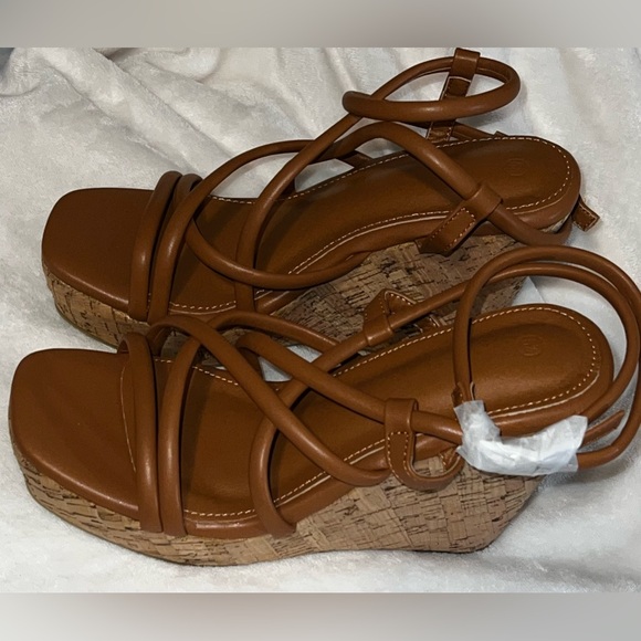 FINAL MARKDOWN Coutgo Womens Wedge Cork Platform Espadrilles, Brown, 6.5 NWT - Picture 4 of 12